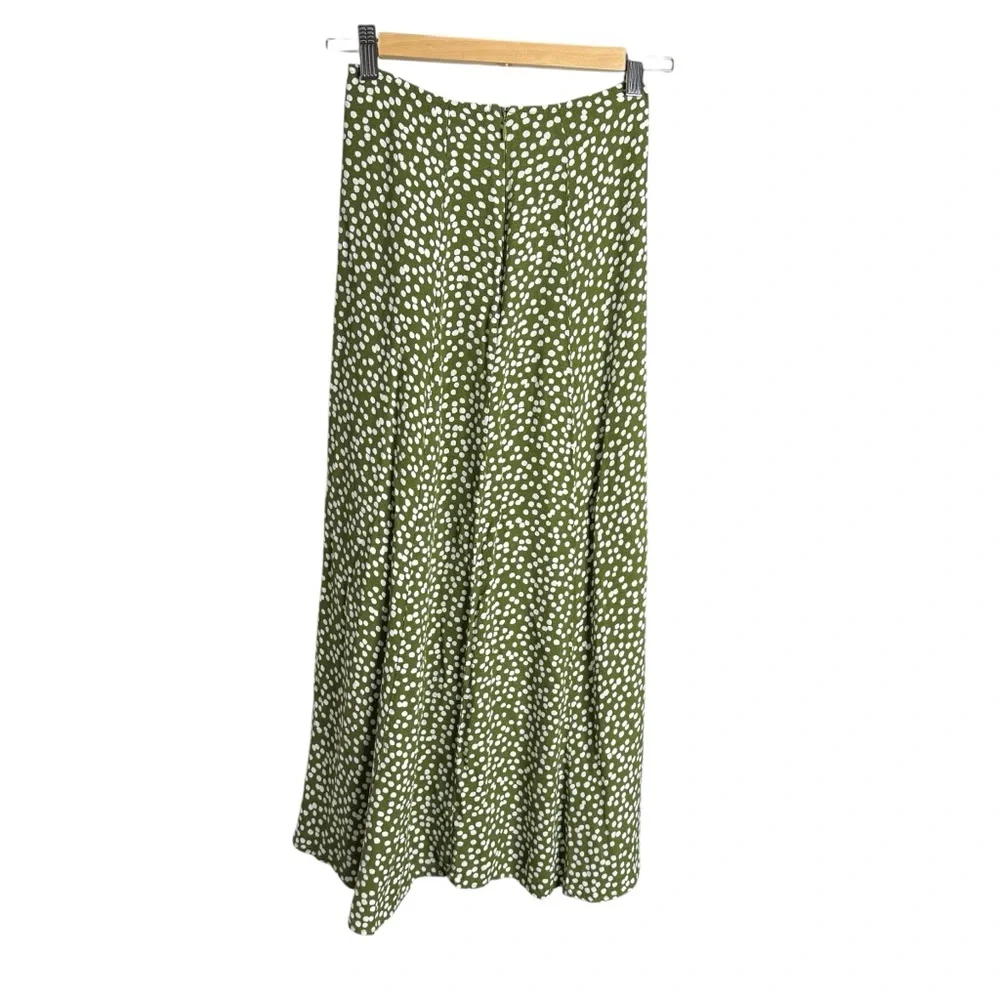 Reformation Zoe Skirt Moiret Green Polka Dot - Picture 4 of 9